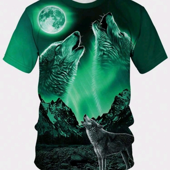 Green Wolf Graphic Men's T-Shirt Xxl See Measurements - Picture 3 of 10